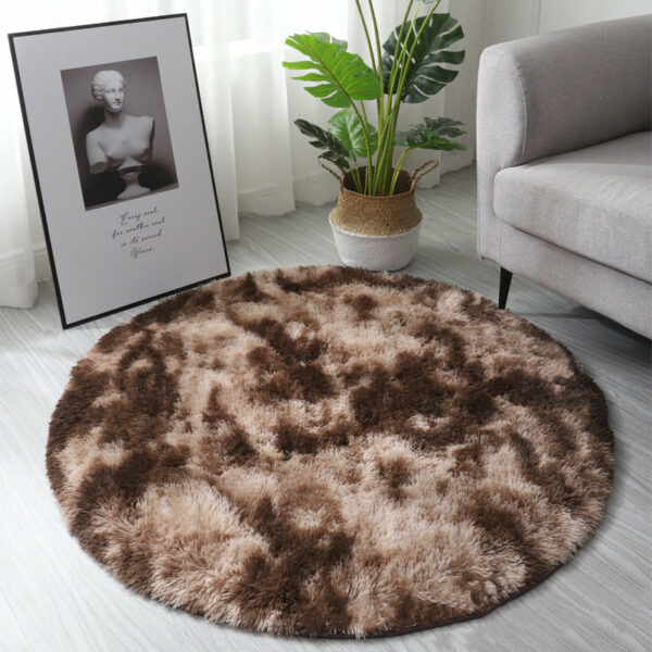 Brown Round Super Soft Plain Shaggy Rugs Living Room Bedroom Kids Room Bedside Floor Rugs - Image 5