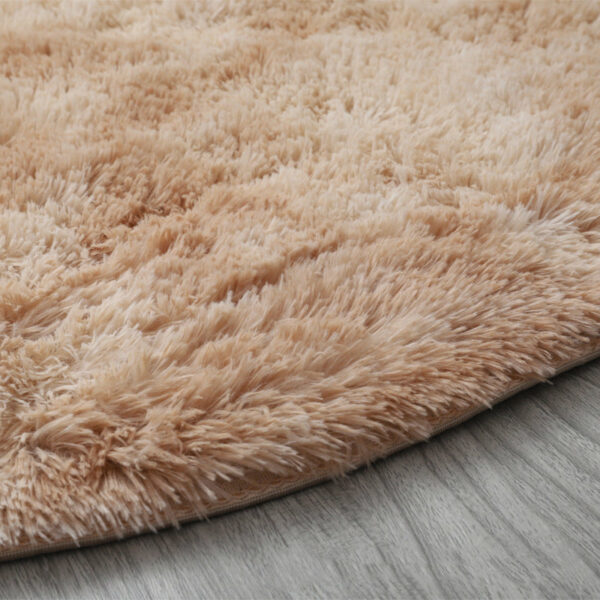 Beige Round Super Soft Plain Shaggy Rugs Living Room Bedroom Kids Room Bedside Floor Rugs - Image 6