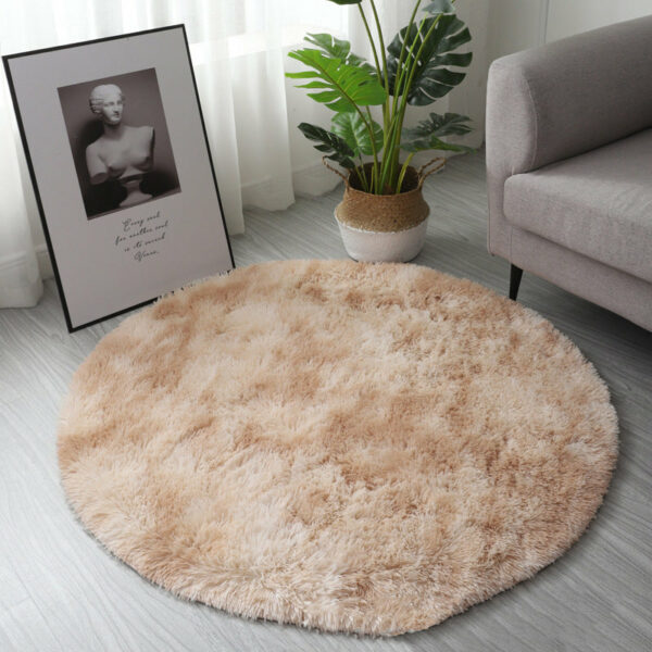 Beige Round Super Soft Plain Shaggy Rugs Living Room Bedroom Kids Room Bedside Floor Rugs - Image 8