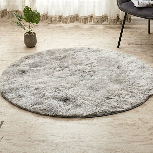 Light Grey Round Super Soft Plain Shaggy Rugs Living Room Bedroom Kids Room Bedside Floor Rugs - Image 2
