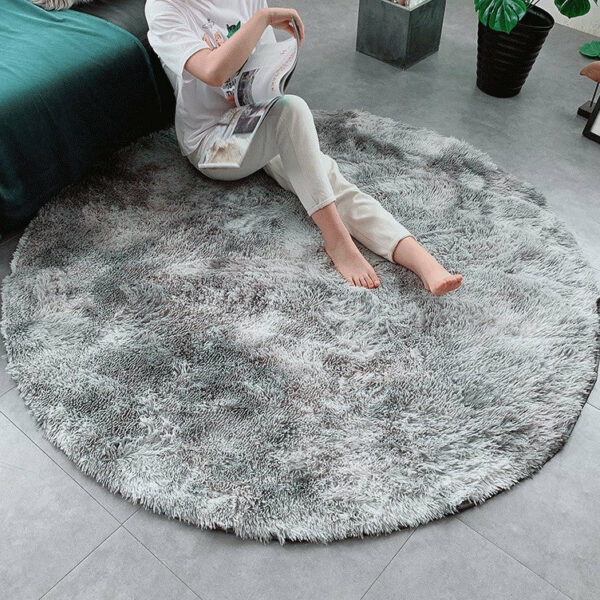 Light Grey Round Super Soft Plain Shaggy Rugs Living Room Bedroom Kids Room Bedside Floor Rugs - Image 5