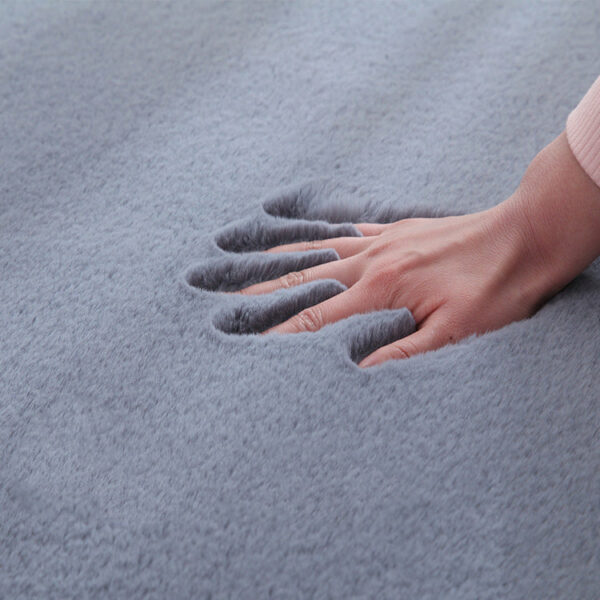 Quality Dark Grey Colour Super Soft Plain Bedroom Living Room Bedside Shaggy Plush Faux Rabbit Fur Rugs Anti-skip Floor Mats - Image 4