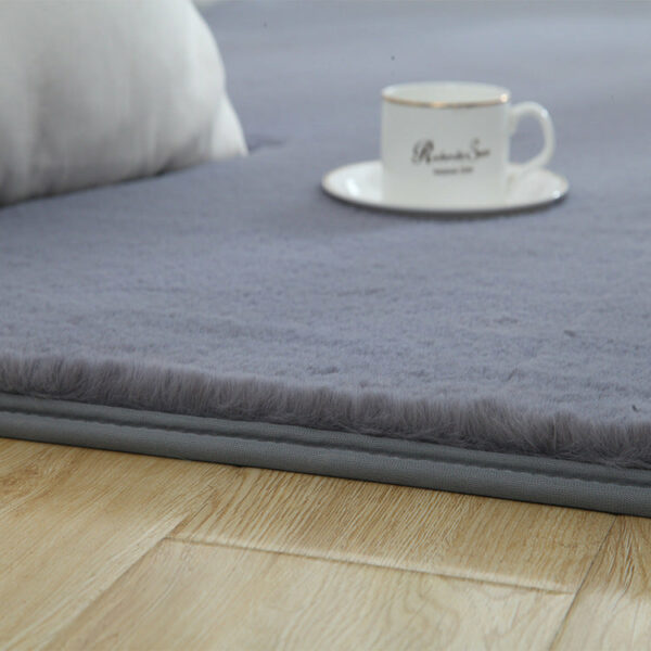 Quality Dark Grey Colour Super Soft Plain Bedroom Living Room Bedside Shaggy Plush Faux Rabbit Fur Rugs Anti-skip Floor Mats - Image 3