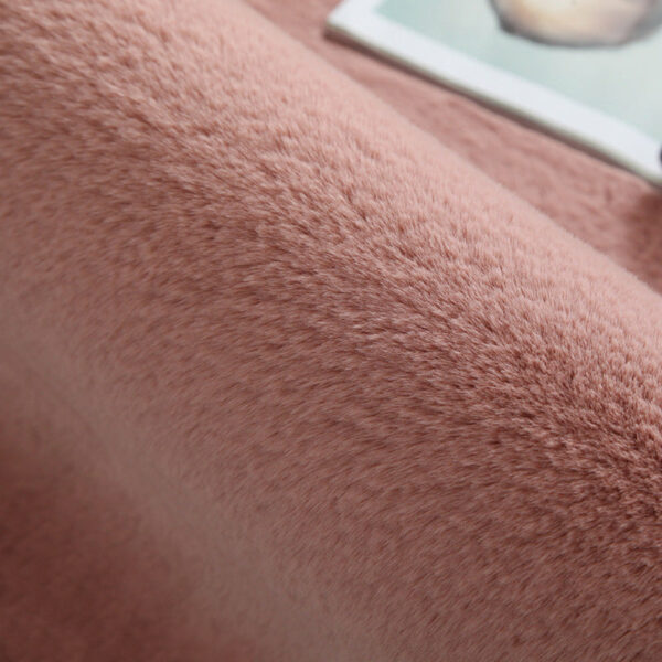 Quality Pink Colour Super Soft Plain Bedroom Living Room Bedside Shaggy Plush Faux Rabbit Fur Rugs Anti-skip Floor Mats - Image 4