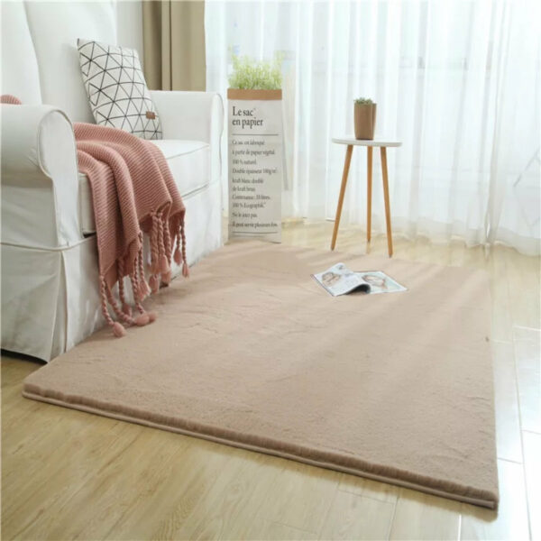 Quality Camel Colour Super Soft Plain Bedroom Living Room Bedside Shaggy Plush Faux Rabbit Fur Rugs Anti-skip Floor Mats