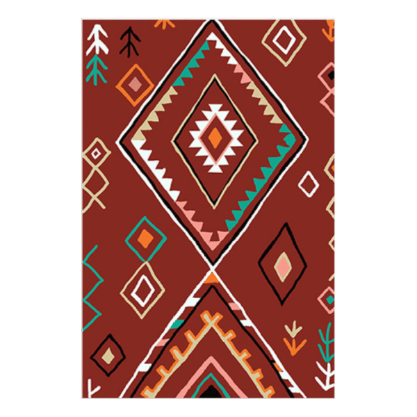 Customizable Red Modern Geometric Patterned Anti-slip Sofa Rug Table Rug Living Room Bedroom Area Rugs - Image 2