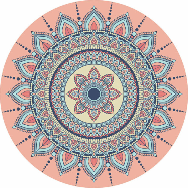 Pink 3D Flower Round Modern Moroccan Patterned Living Room Bedroom Office Anti-slip Area Rugs - Image 2