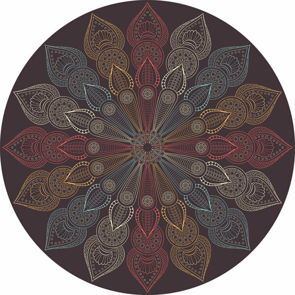 Round 3D Modern Moroccan Floral Flower Patterned Living Room Bedroom Office Anti-slip Area Rugs - Image 2