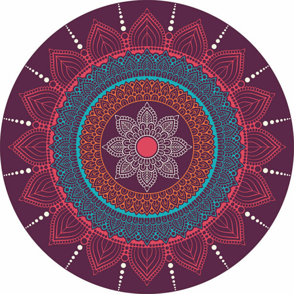 Purple Round Traditional Moroccan Floral 3D Flower Patterned Living Room Bedroom Office Anti-slip Area Rugs - Image 2