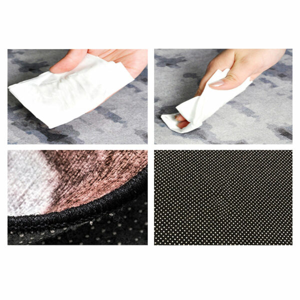 Blue Round Moroccan 3D Flower Patterned Living Room Bedroom Office Anti-slip Area Rugs - Image 3