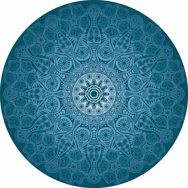Blue Round Traditional Moroccan Floral 3D Flower Patterned Living Room Bedroom Office Anti-slip Area Rugs - Image 2