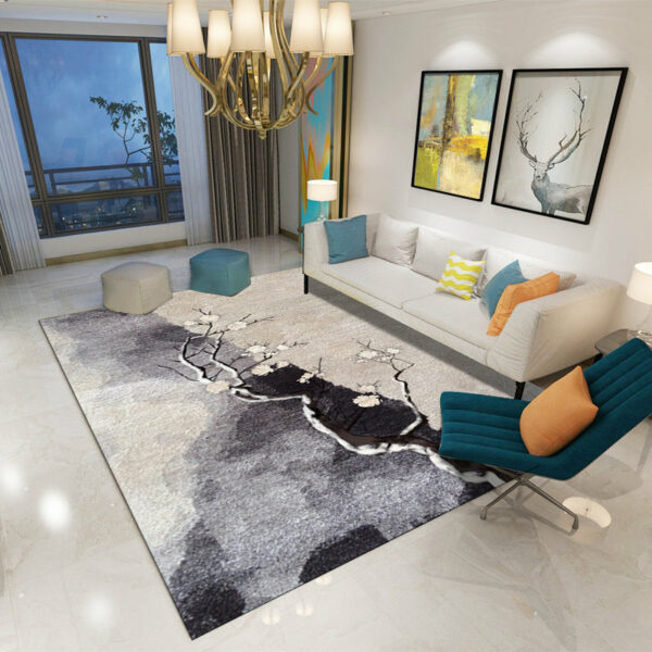 Black Modern Printed Tree Patterned Carpet Living Room Bedroom Office Hall Floor Mat Rugs