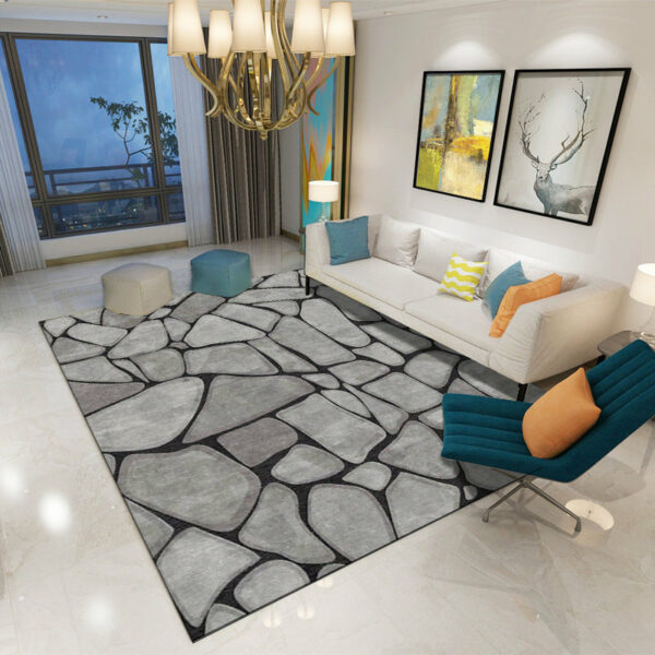 Black Modern Printed Patterned Carpet Living Room Bedroom Office Hall Floor Mat Rugs - Image 2