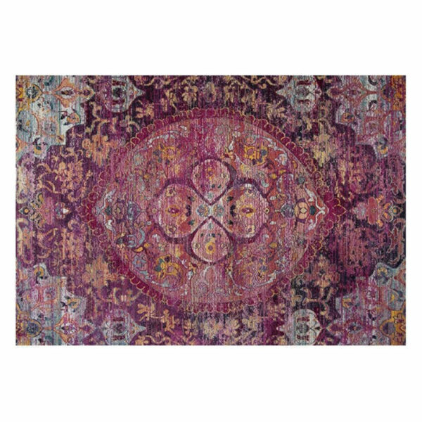 Purple Traditional Shaggy Retro Vintage Floral Patterned Living Room Hall Office Bedroom Floor Rugs Size Customizable - Image 2