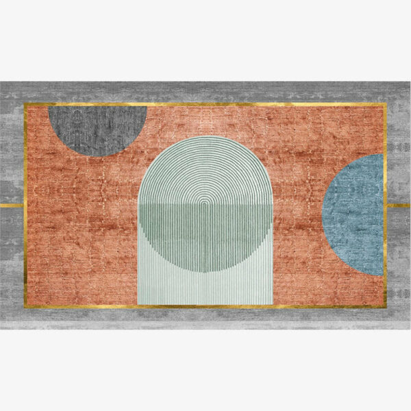 Orange Modern Simple Geometric Rugs for Living Room Dining Room Bedroom - Image 2