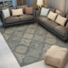 Blue Vintage Traditional Shaggy Geometric Rugs for Living Room Dining Room Bedroom Hall