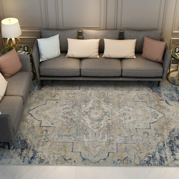 Nice Blue Floral Vintage Traditional Shaggy Rugs for Living Room Dining Room Bedroom Hall - Image 2