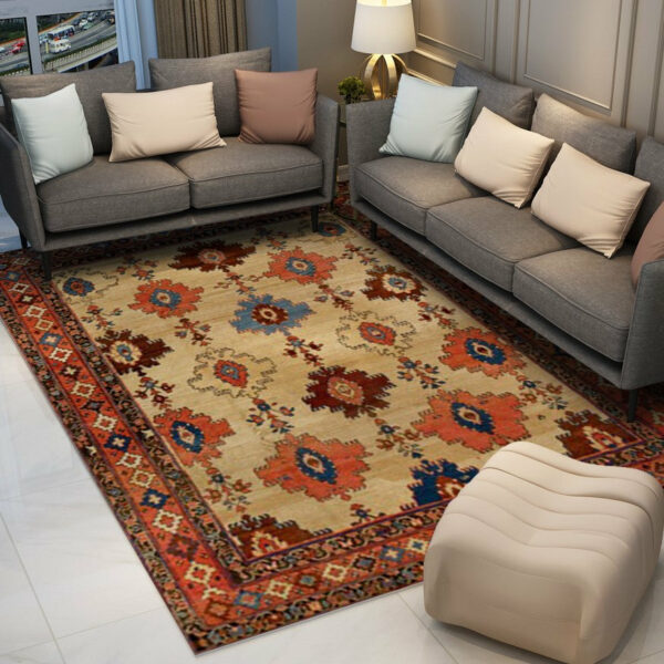 Bright Tones Vintage Traditional Geometric Area Rug with Non-Slip Backing Sizes Customizable - Image 3