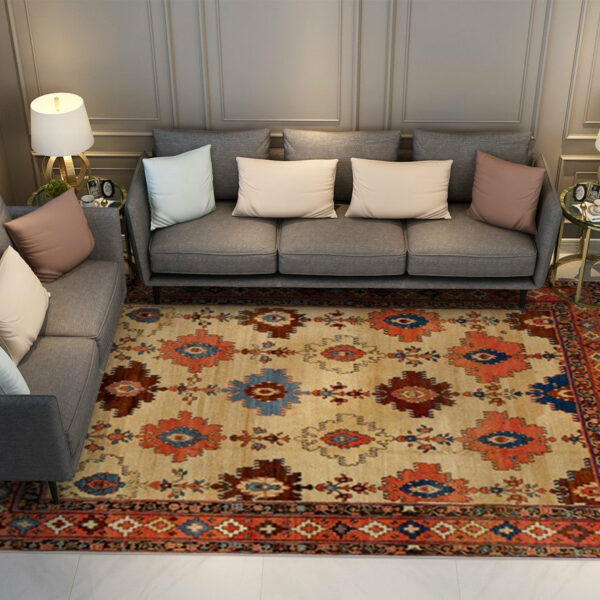 Bright Tones Vintage Traditional Geometric Area Rug with Non-Slip Backing Sizes Customizable - Image 2