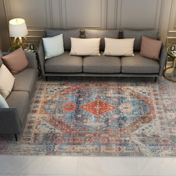 Bright Tone Vintage Traditional Geometric Design Area Rug with Non-Slip Backing Sizes Customizable - Image 3