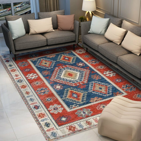Red Vintage Traditional Geometric Area Rug Living Room Hall Office Floor Rug
