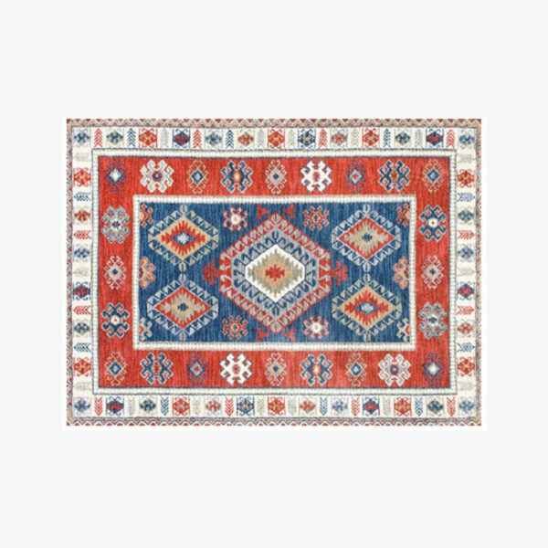 Red Vintage Traditional Geometric Area Rug Living Room Hall Office Floor Rug - Image 2