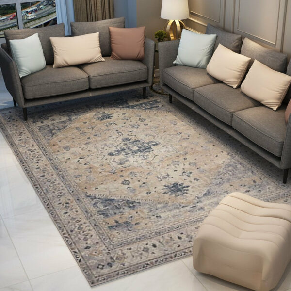 Grey Vintage Traditional Shaggy Area Rugs Floormat for Living Room Hall Office