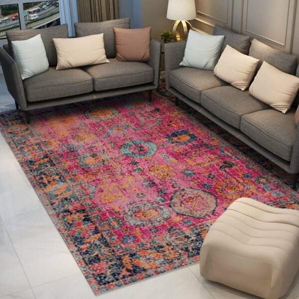 Pink Beautiful Shaggy Vintage Traditional Area Rugs Floormat for Living Room Hall Office - Image 2