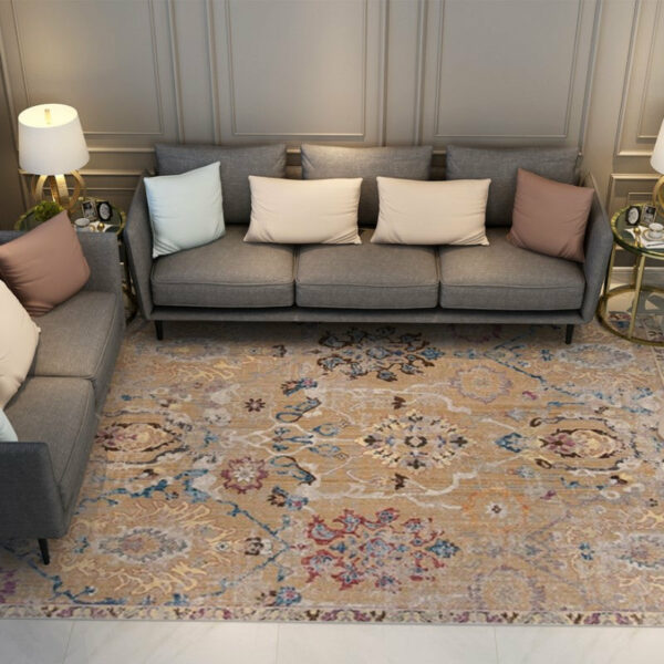 Beautiful Yellow Vintage Traditional Shaggy Area Rugs Floormat for Living Room Hall Office