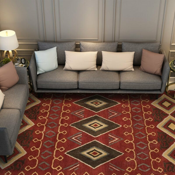 Red Retro Plush Traditional Carpet for the Hall Bedroom Living Room