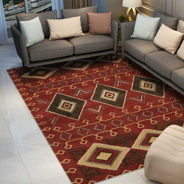Red Retro Plush Traditional Carpet for the Hall Bedroom Living Room - Image 2