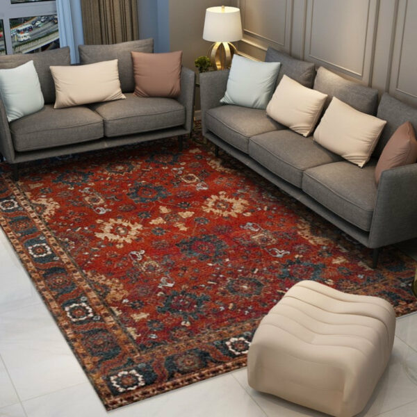 Red Pretty Vintage Traditional Plush Area Rugs Floormat for Living Room Hall Office - Image 3
