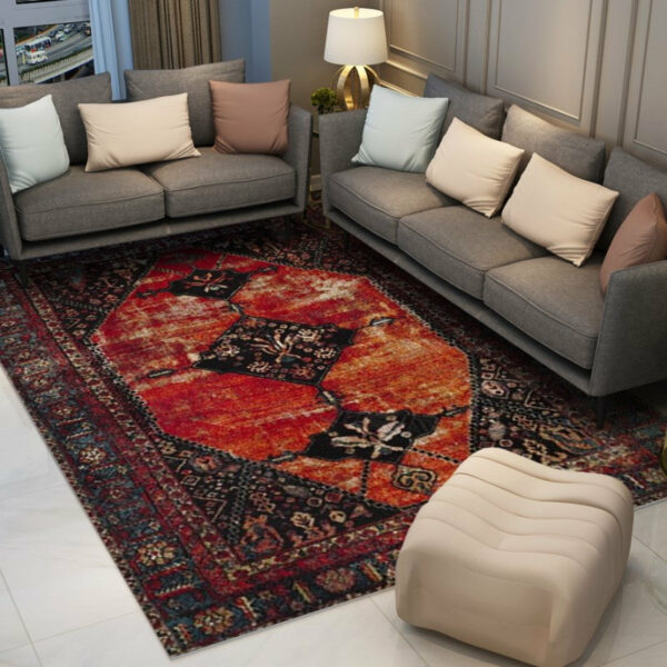 Red Beautiful Vintage Traditional Plush Area Rugs Floormat for Living Room Hall Office