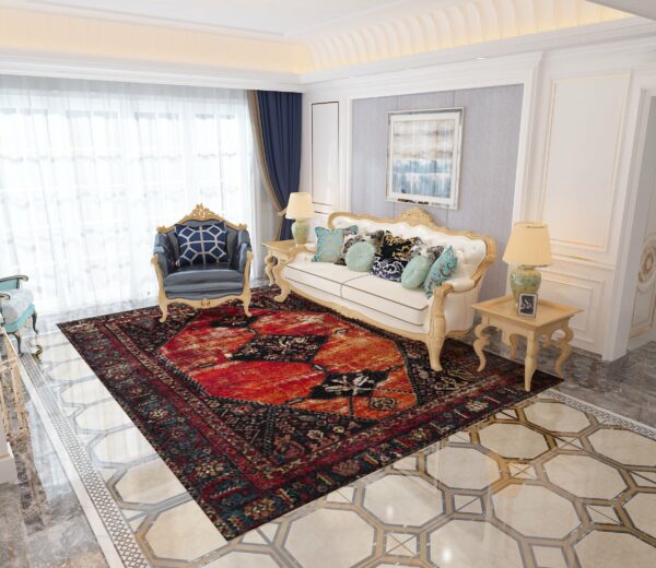 Red Beautiful Vintage Traditional Plush Area Rugs Floormat for Living Room Hall Office - Image 3