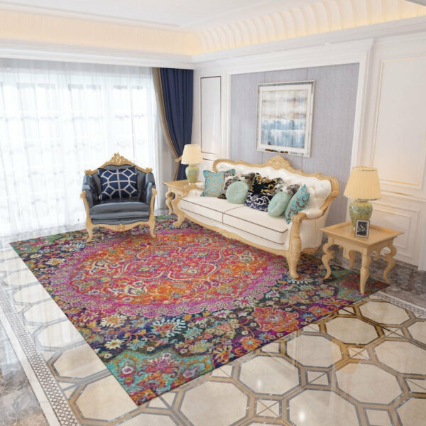 Red Floral Plush Traditional Rugs for the Office Living Room Lobby - Image 3