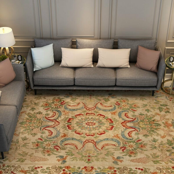 160*230CM No Pile Yellow Traditional Floral Carpets for the Bedroom Living Room Hall - Image 3