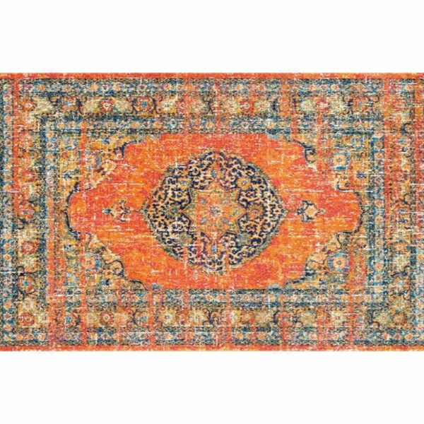 Blue Orange Shaggy Traditional Patterned Retro Rugs for Office Bedroom and Living Room - Image 5