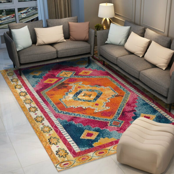 Pretty Polyester Colourful Traditional Plush Vintage Rugs for Living Room Dining Room Bedroom Hall - Image 3