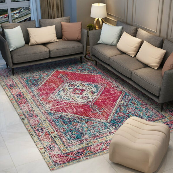 Red Shaggy Traditional Retro Area Carpet for the Living Room Bedroom Hall - Image 3