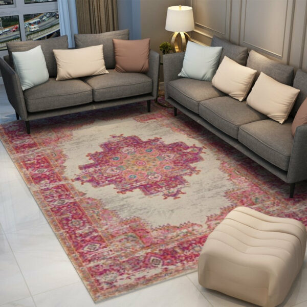 Pink Red Traditional Patterned Area Vintage Rugs for the Living Room Bedroom - Image 7