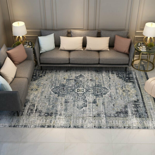 Gray Green Fine Traditional Printed Vintage Shaggy  Area Rugs Floor Mat for Living Room Hall Office