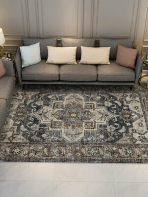 Brown Pretty Traditional Floral Vintage Shaggy Area Rugs Floor Mat for Living Room Hall Office