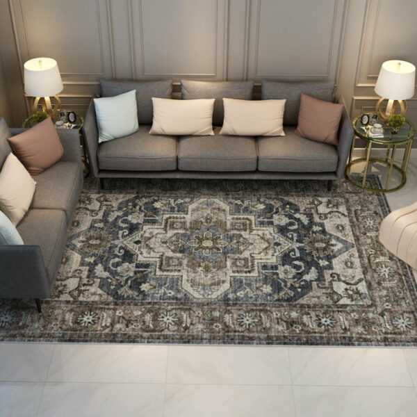 Brown Pretty Traditional Floral Vintage Shaggy Area Rugs Floor Mat for Living Room Hall Office