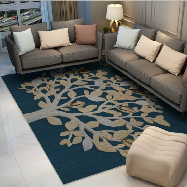 Blue Botanical Tree Simple Modern Area Rugs Floormat for Living Room Bedroom Office Hall - Image 3