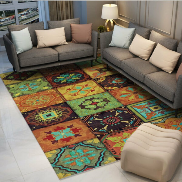Lattice Colourful Printed Modern Rugs Floormat for Living Room Bedroom Office Hall - Image 3