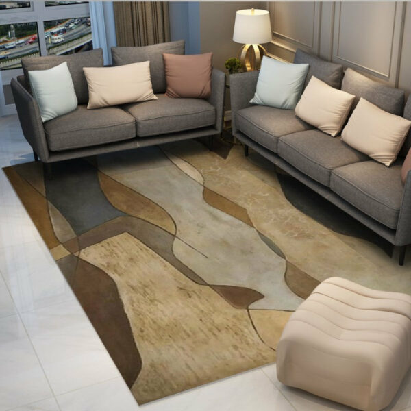 Brown Contemporary Abstract Geometric Rugs Floormat for Living Room Bedroom Office Hall - Image 3