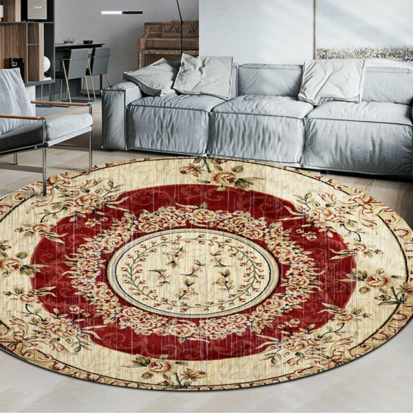 Beautiful Traditional Round Printed Patterned Style Rugs Living Room Bedroom Office Anti-slip Area Floor Mats - Image 4