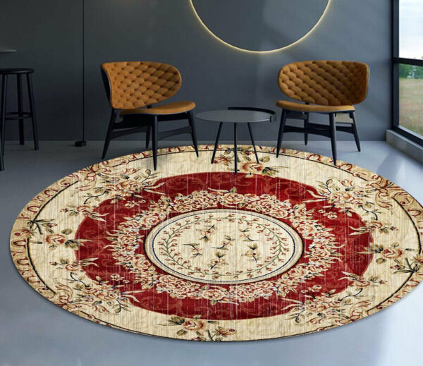 Beautiful Traditional Round Printed Patterned Style Rugs Living Room Bedroom Office Anti-slip Area Floor Mats - Image 2