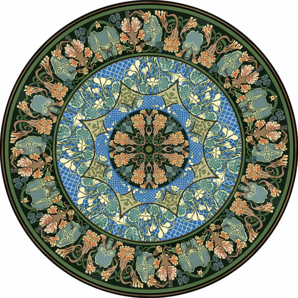 3D Flower Green Round Patterned Vintage Style Rugs Living Room Bedroom Office Anti-slip Area Floor Mats