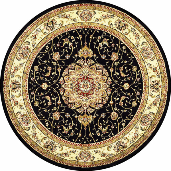 Quality Round Yellow Printed Patterned Vintage Style Rugs Living Room Bedroom Office Anti-slip Area Floor Mats